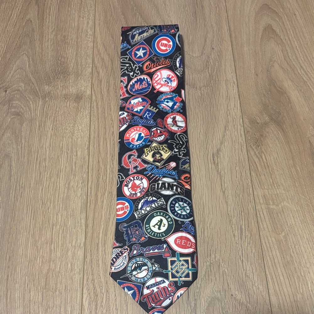 Vintage Surrey MLB Pro Baseball Team Logos 1994 Men's Neck Tie Polyester